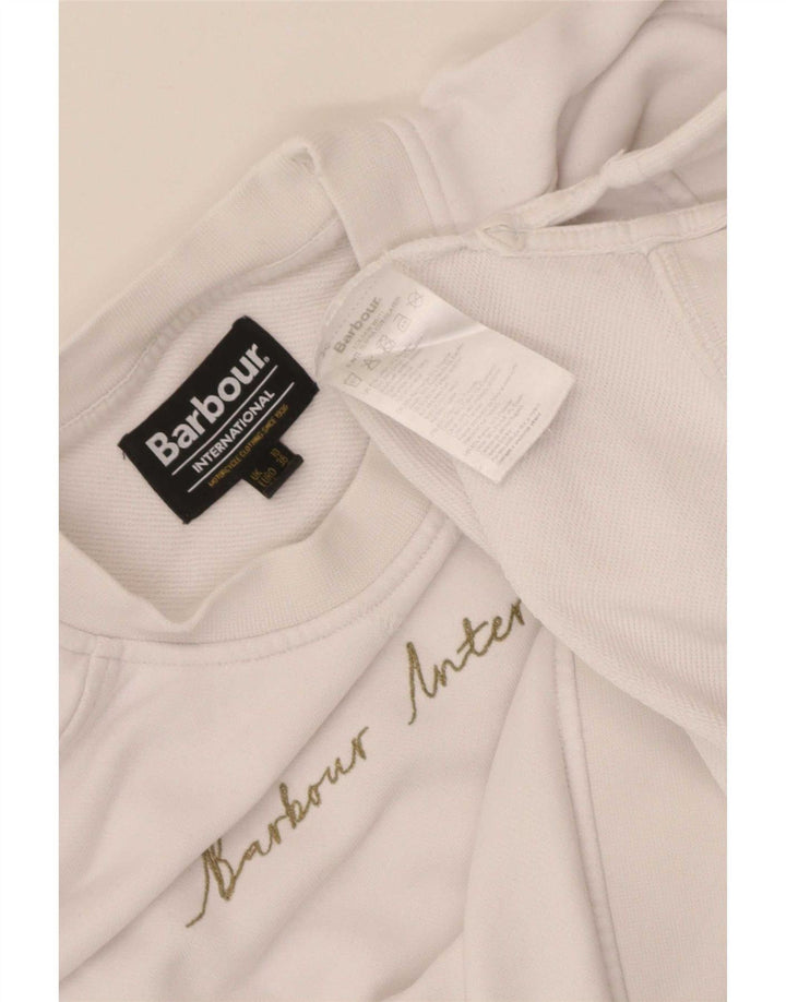 Moletom feminino Barbour com estampa grande e grande, Reino Unido 10, pequeno, algodão branco