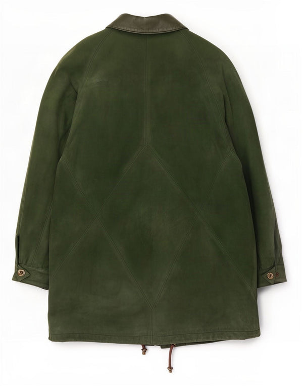 Casaco de couro oversized feminino vintage EU 40 verde médio