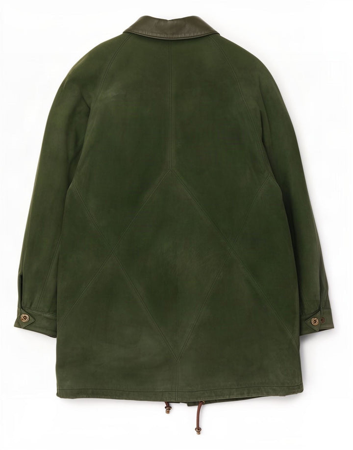 Casaco de couro oversized feminino vintage EU 40 verde médio