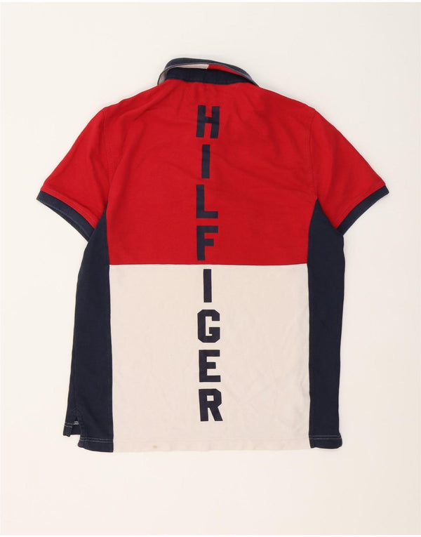 Camisa polo masculina Tommy Hilfiger médio vermelho algodão colorblock