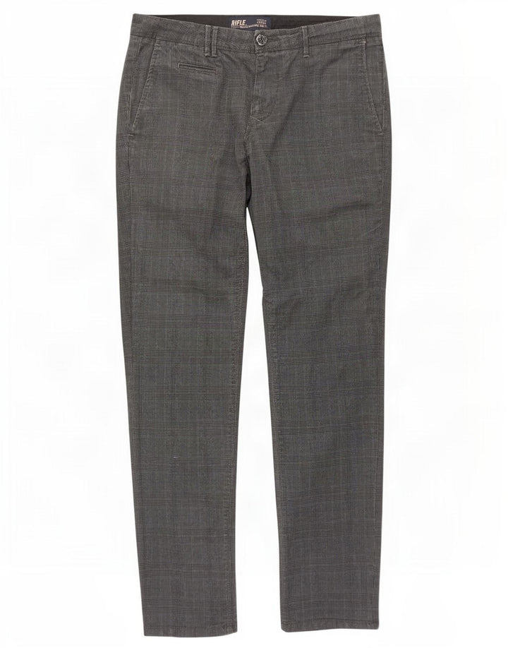 Calça Chino Slim Masculina Rifle W30 L32 Cinza Houndstooth Algodão