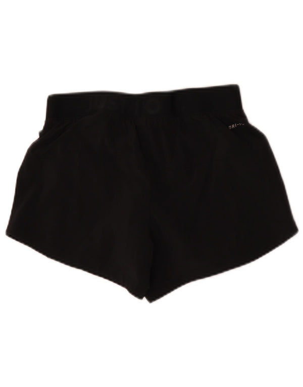 Shorts esportivos gráficos Nike Dri Fit feminino UK 6 XS preto poliéster