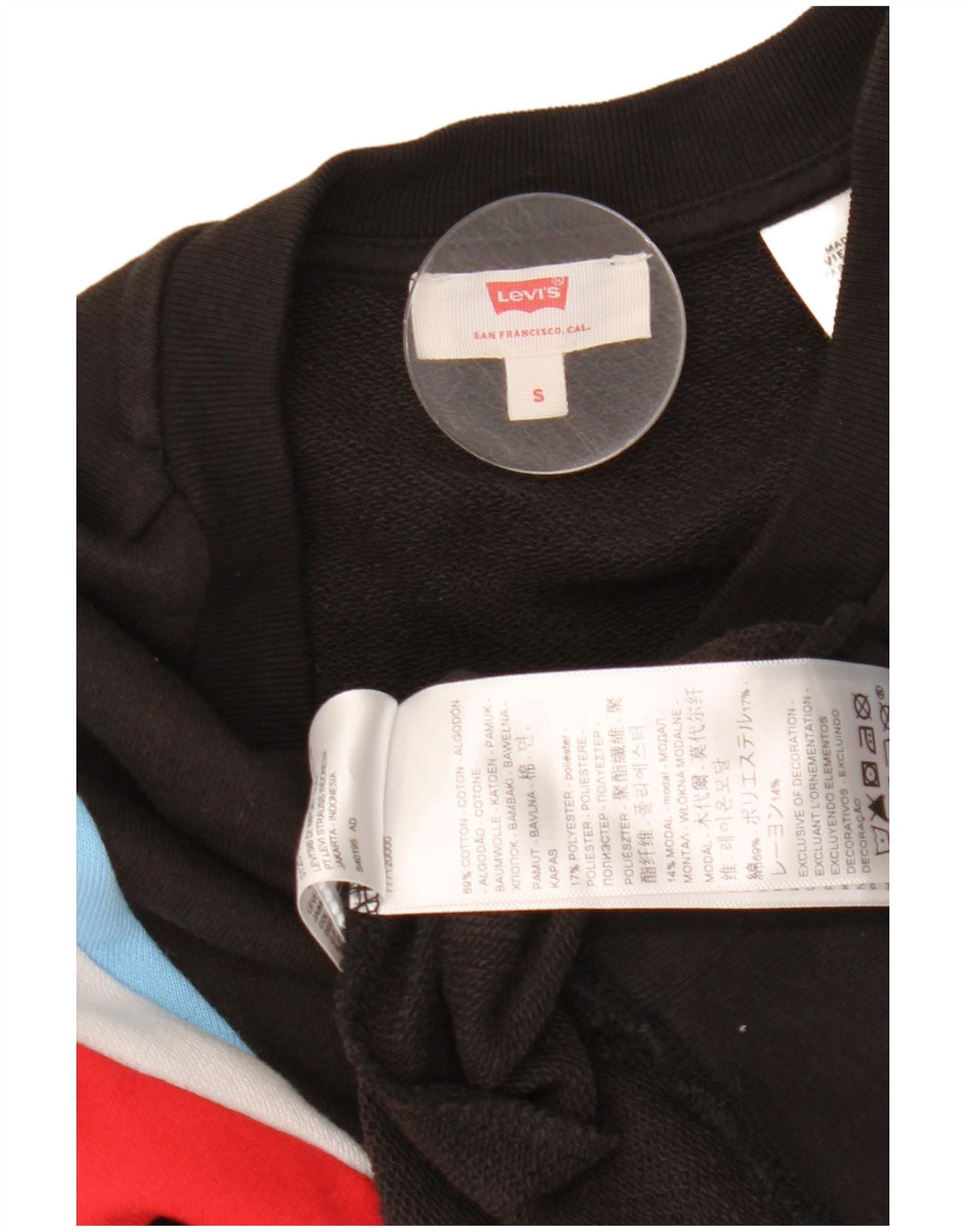 Vestido feminino Levi's de manga comprida UK 10 pequeno bloco colorido preto