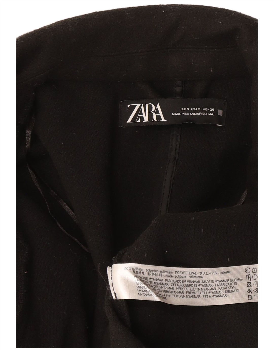 Zara Womens Open Oversized Blazer Jacket UK 10 Pequeno Poliéster Preto