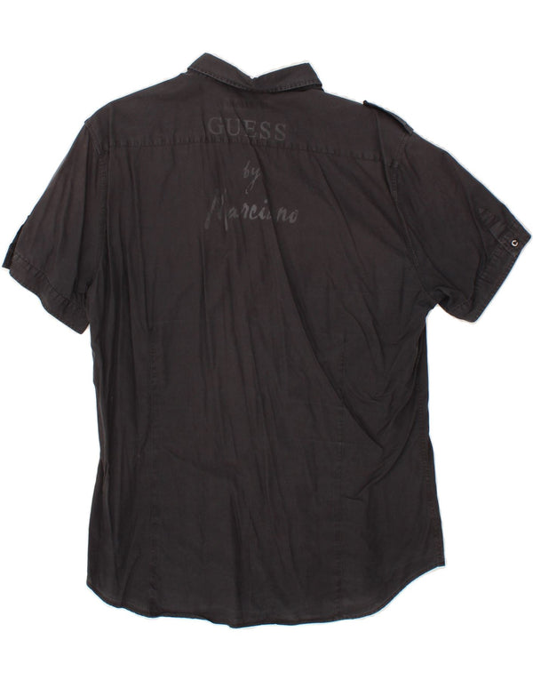 Camisa masculina militar gráfica de manga curta GUESS BY MARCIANO 2XL algodão cinza