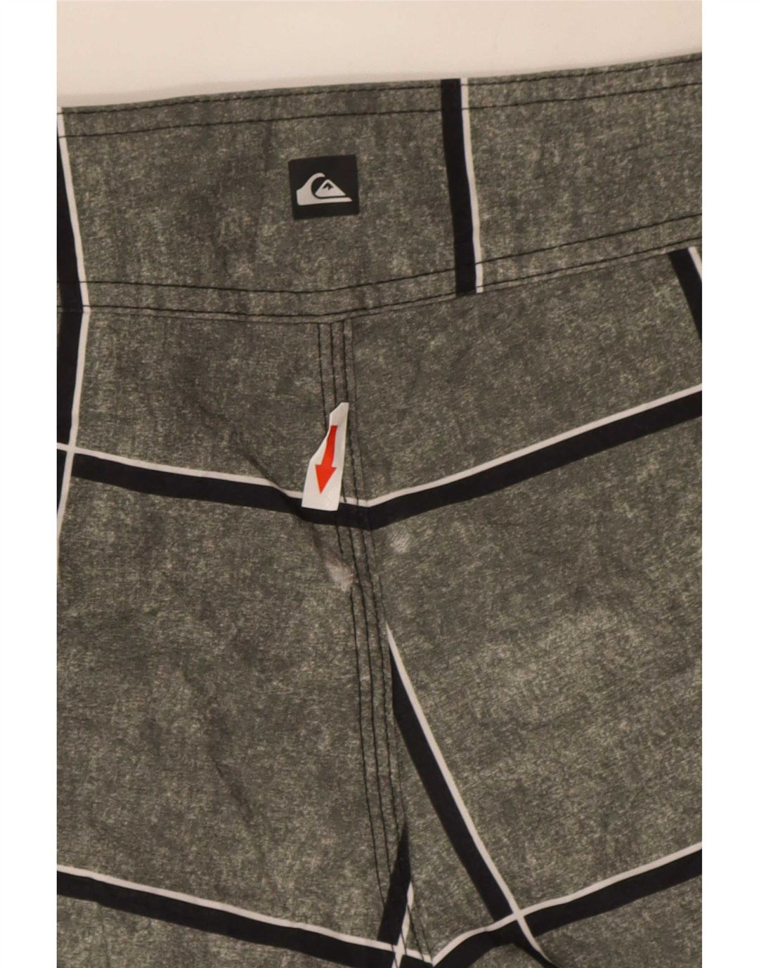Quiksilver Shorts de natação masculino pequeno cinza xadrez poliacrílico