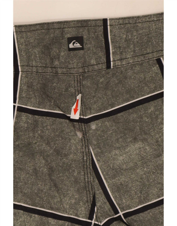 Quiksilver Shorts de natação masculino pequeno cinza xadrez poliacrílico