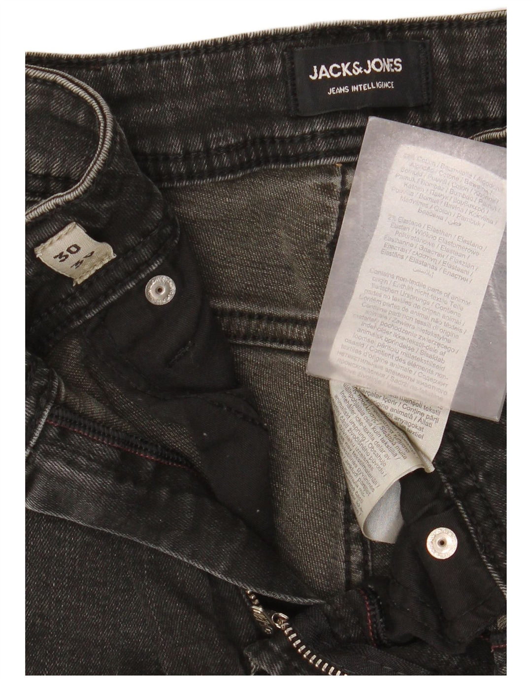 Jeans masculinos Jack & Jones Slim W30 L30 cinza algodão