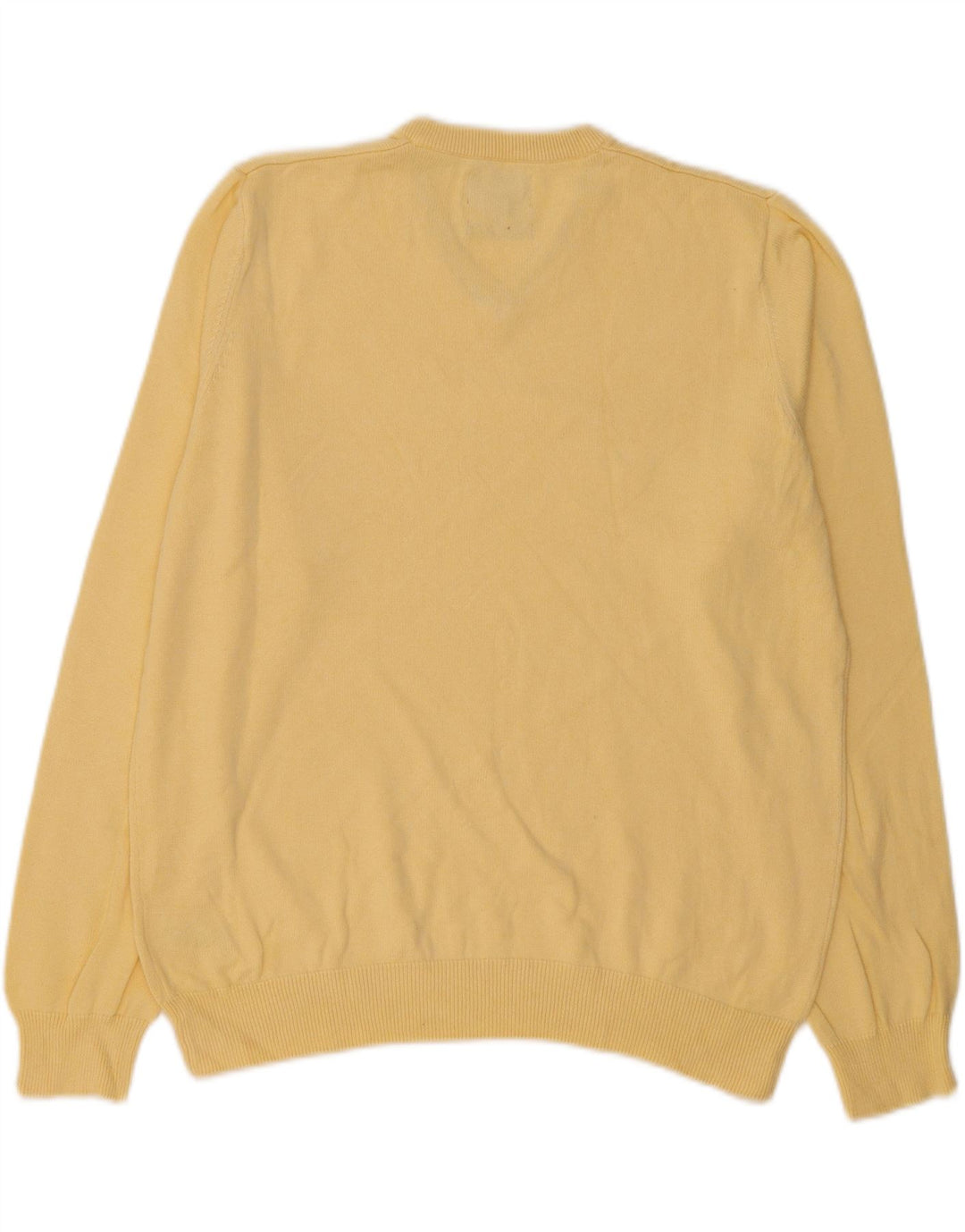 Suéter masculino Marks & Spencer com decote em V grande algodão amarelo