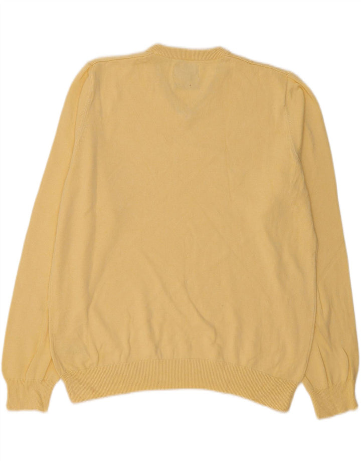 Suéter masculino Marks & Spencer com decote em V grande algodão amarelo