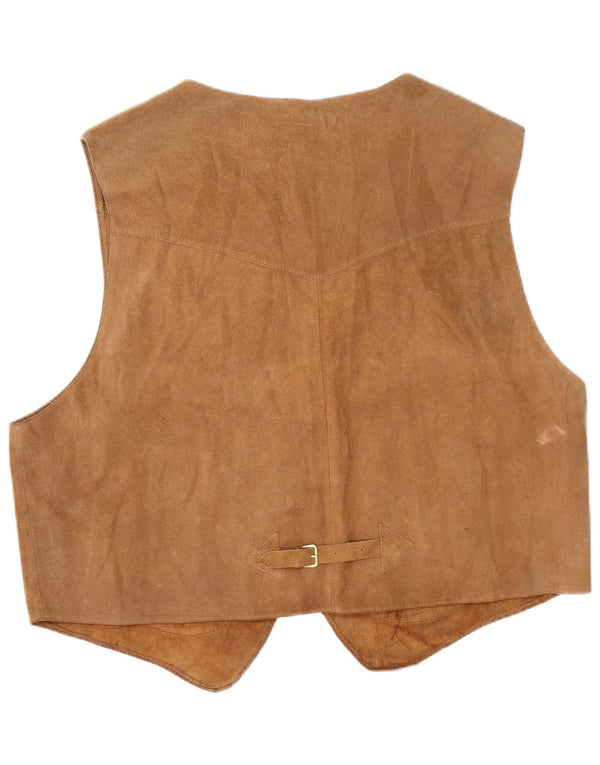 Colete Vintage Masculino em Camurça XL Bege