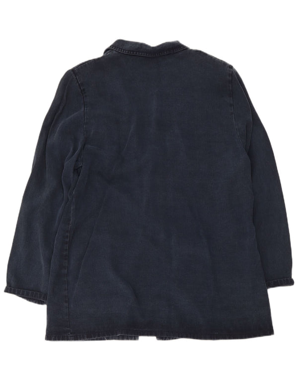 Jaqueta Blazer Longline Feminina Vintage com 2 Botões Reino Unido 20 2XL Azul Marinho Lyocell