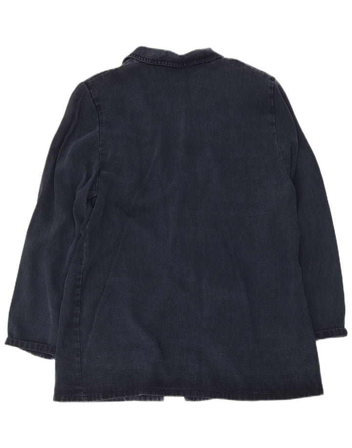 Jaqueta Blazer Longline Feminina Vintage com 2 Botões Reino Unido 20 2XL Azul Marinho Lyocell