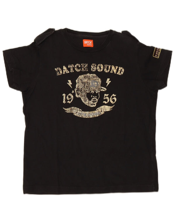 Camiseta gráfica militar Datch Girls 11-12 anos grande preta