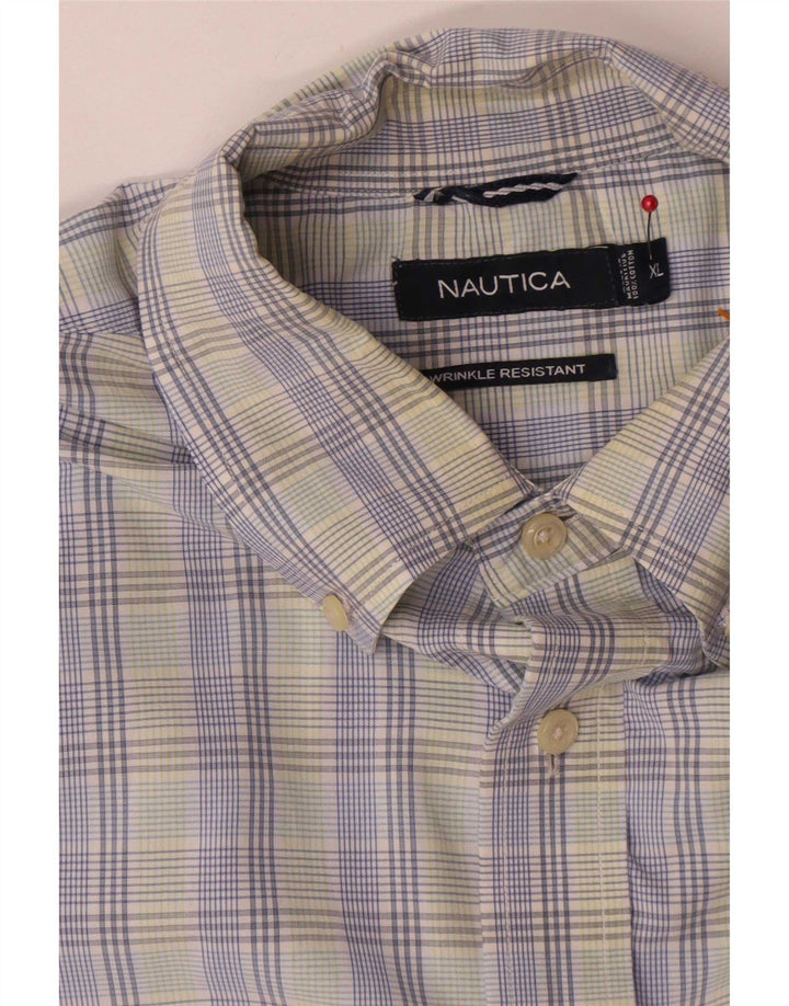 Camisa masculina de manga curta Nautica XL azul xadrez algodão