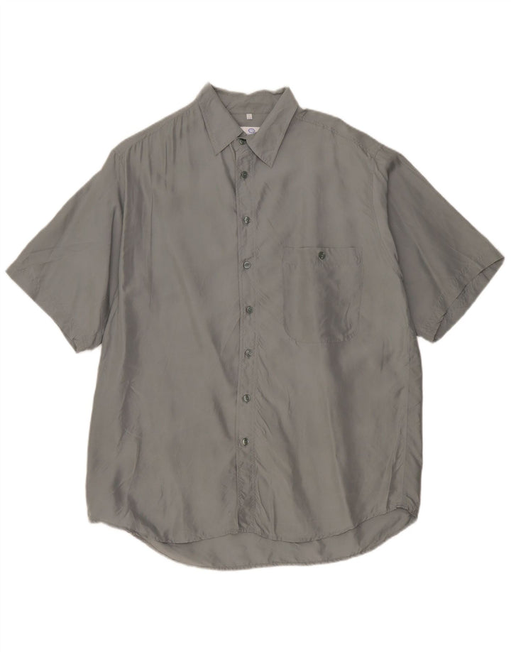Novo Camisa de manga curta masculina rápida tamanho 41/42 grande cinza seda