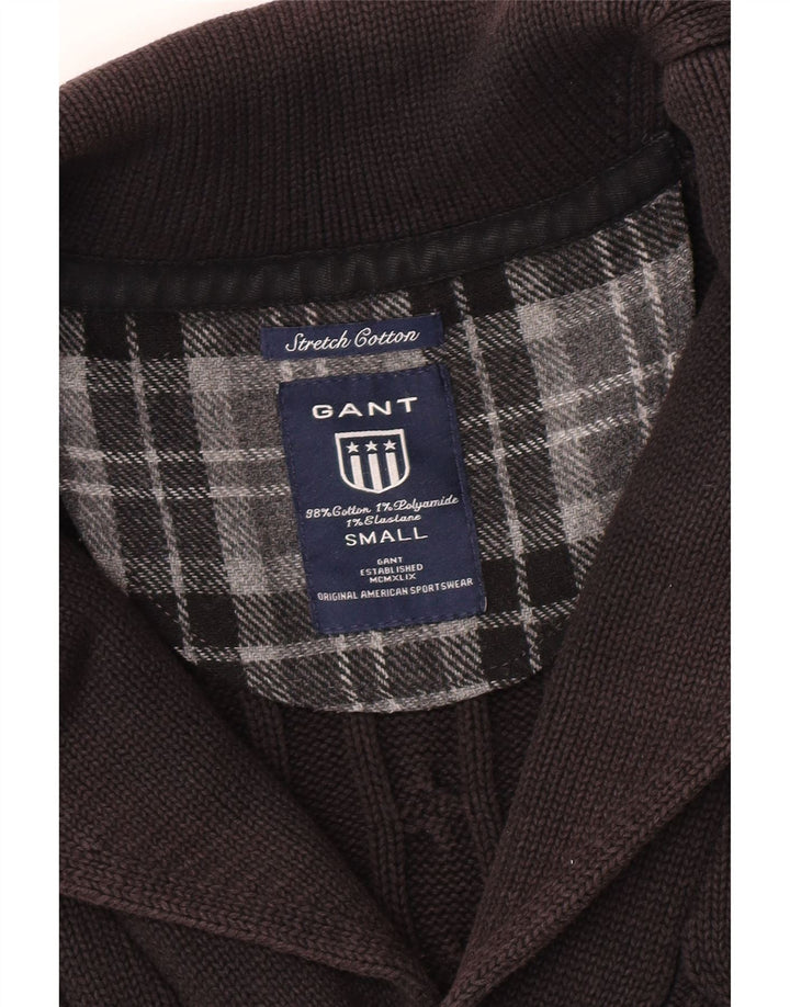 Suéter cardigã masculino Gant pequeno algodão preto
