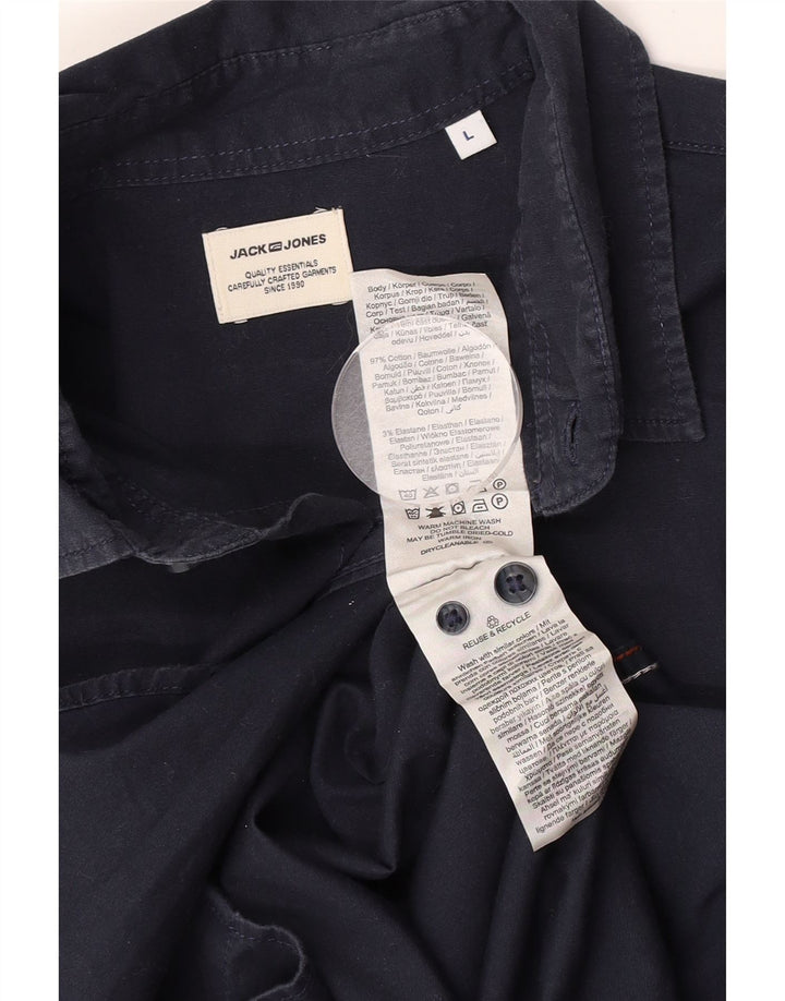 Camisa masculina Jack & Jones grande algodão azul marinho
