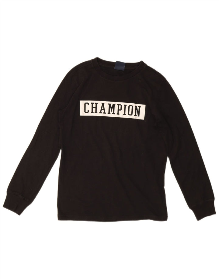 Champion Boys Graphic Top manga comprida 11-12 anos grande preto