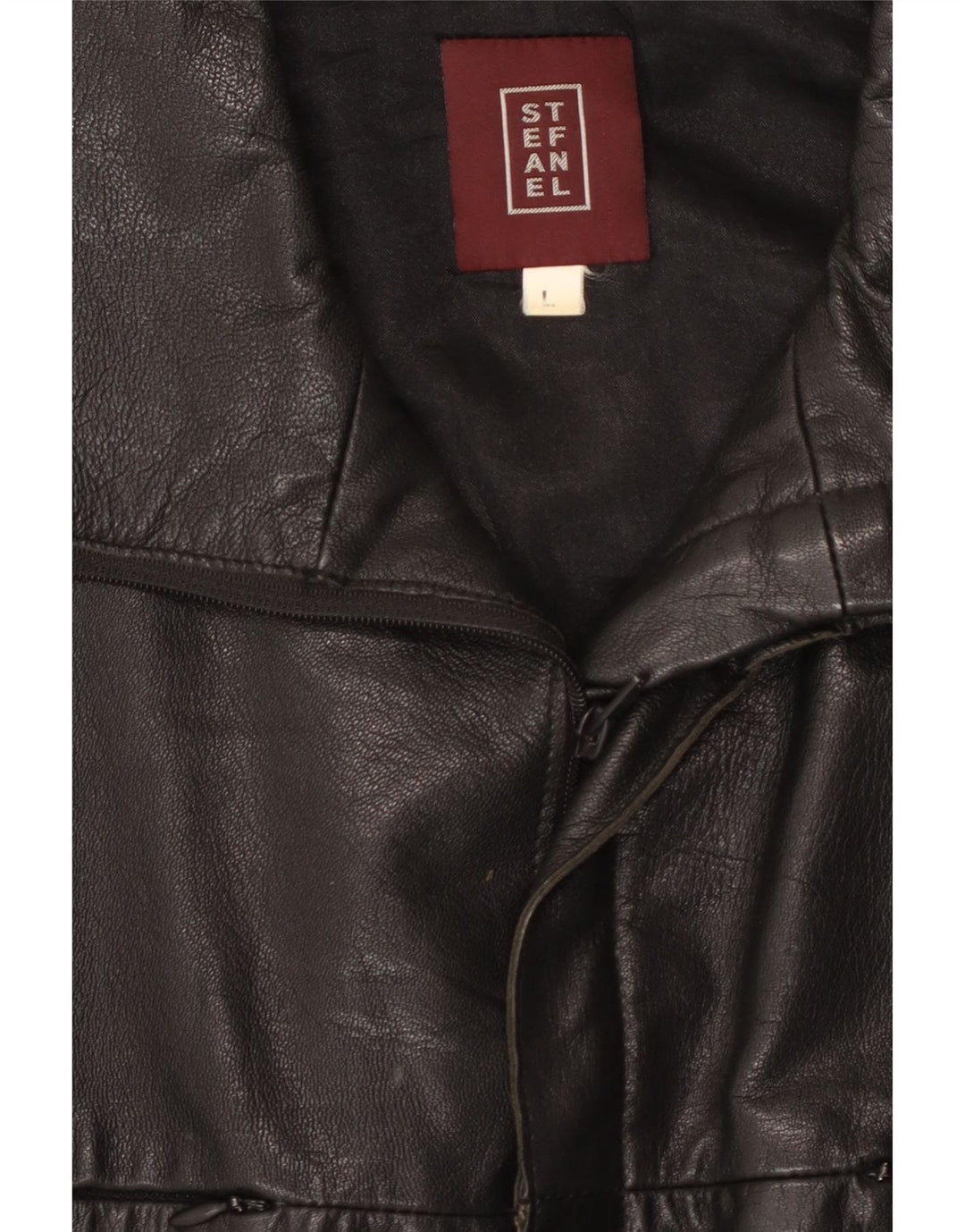 Jaqueta de couro masculina STEFANEL UK 40 grande couro preto