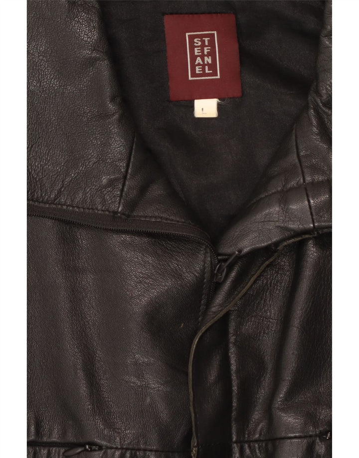 Jaqueta de couro masculina STEFANEL UK 40 grande couro preto