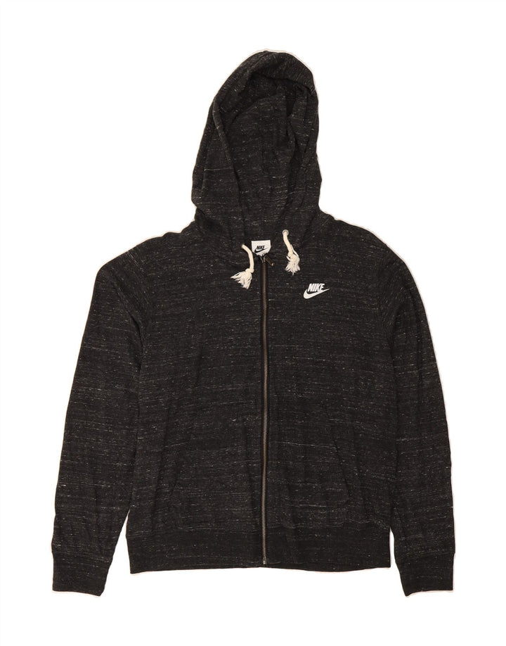 NIKE Womens Zip Hoodie Sweater UK 14 Medium Grey Flecked Cotton Vintage Nike and Second-Hand Nike from Messina Hembry 