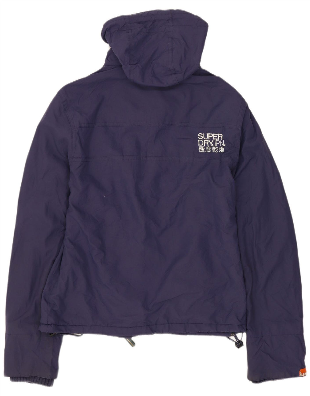 Jaqueta corta-vento feminina SUPERDRY com capuz Reino Unido 14 médio azul marinho nylon