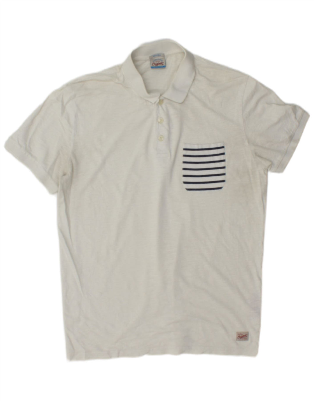 Camisa polo masculina Jack & Jones pequena de algodão branco