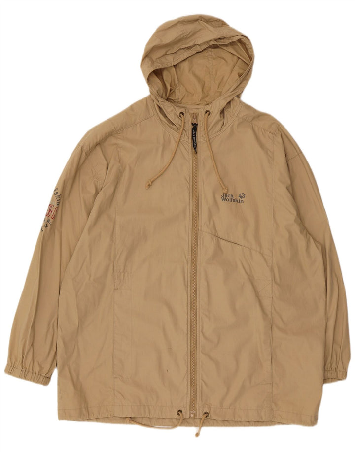 Jaqueta bomber masculina com capuz gráfico Jack Wolfskin Reino Unido 36/38 bege médio