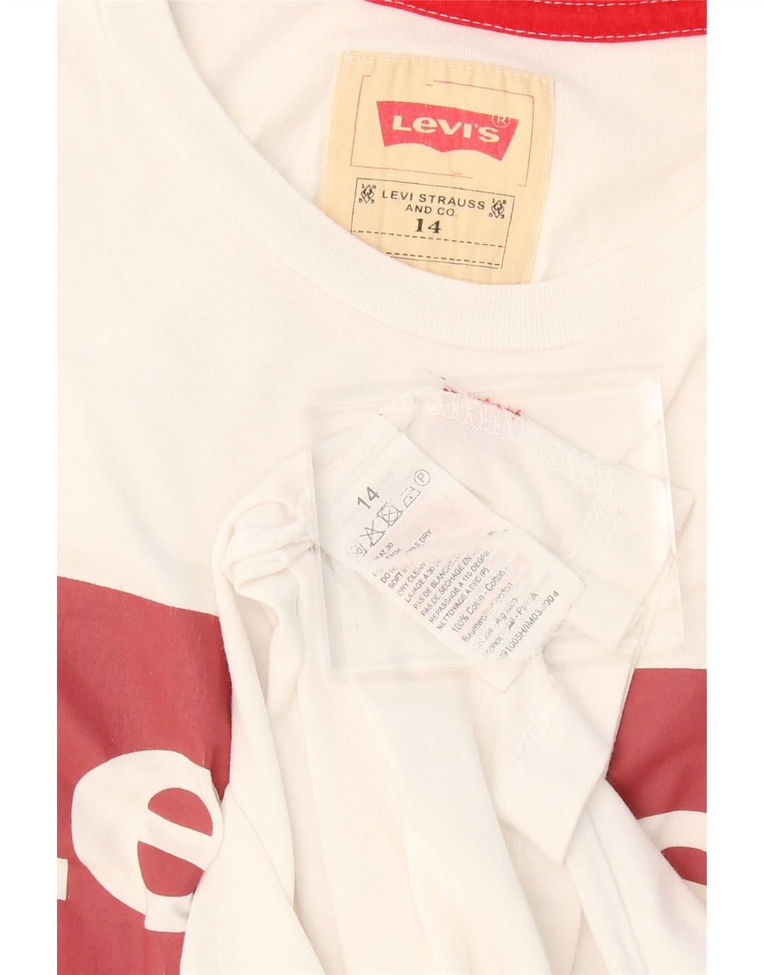 Top gráfico LEVI'S Boys manga comprida 13-14 anos algodão branco