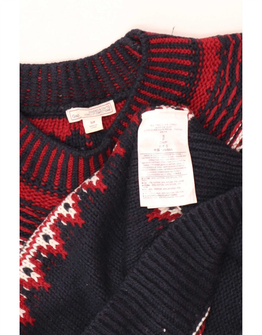 Suéter masculino Gap com gola tartaruga pequeno azul marinho Fair Isle algodão