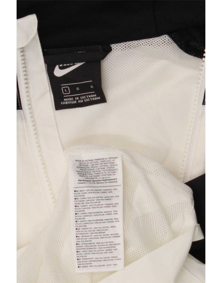Jaqueta masculina Nike com capuz e moletom grande em poliéster colorido branco