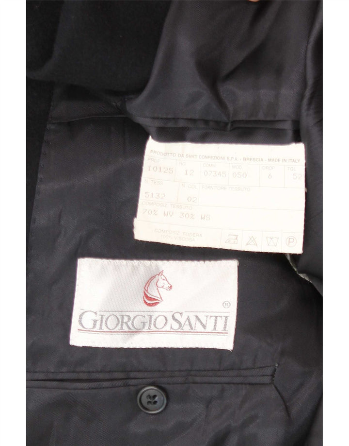 Jaqueta blazer masculina de 2 botões Giorgio Santi IT 52 XL lã preta