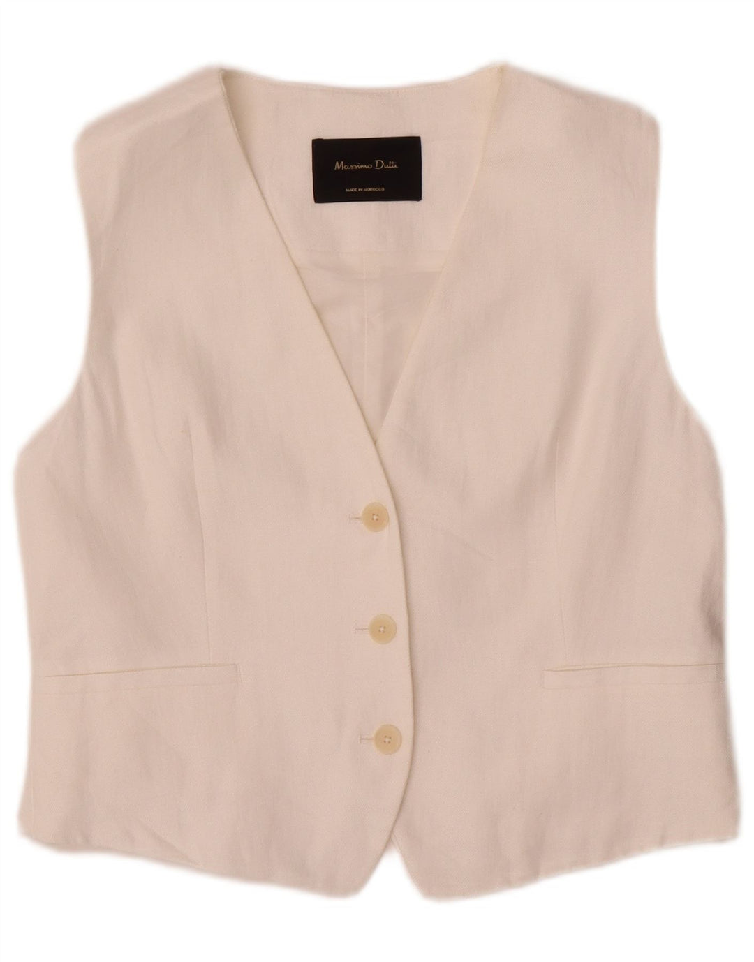 Colete feminino Massimo Dutti Reino Unido 12 algodão branco médio