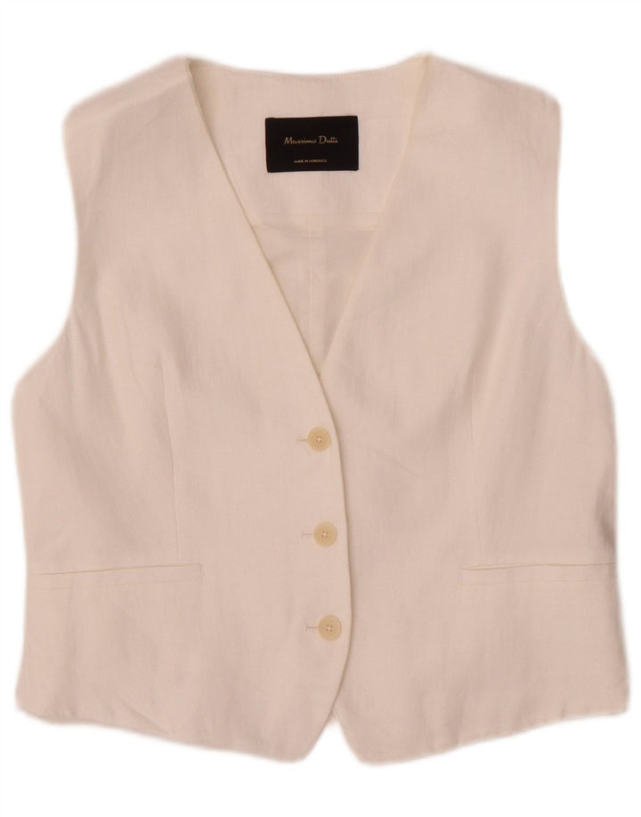 Colete feminino Massimo Dutti Reino Unido 12 algodão branco médio