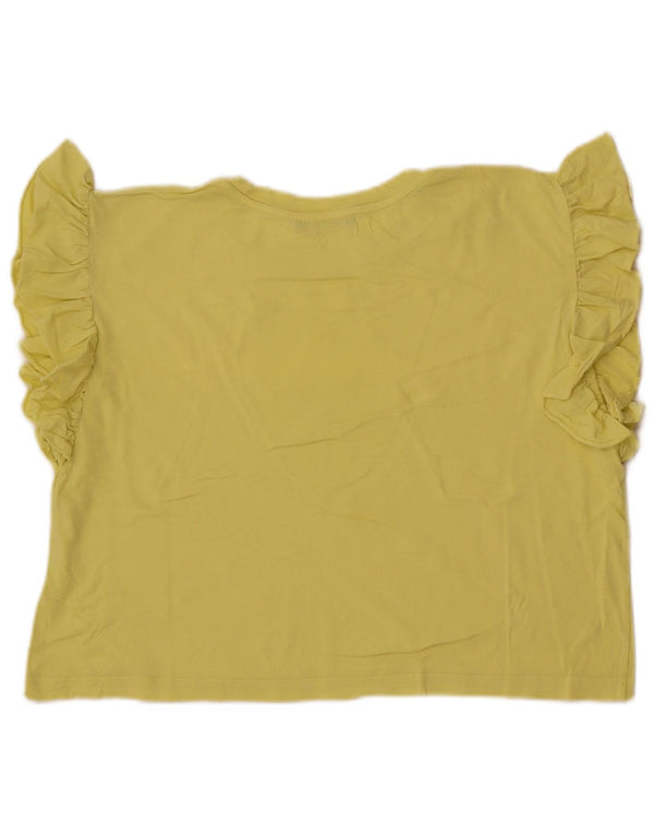 Camiseta feminina Zara Crop Top UK 14 Médio Amarelo