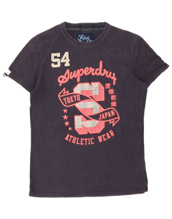 Camiseta feminina Superdry com estampa gráfica UK 14 algodão azul marinho médio