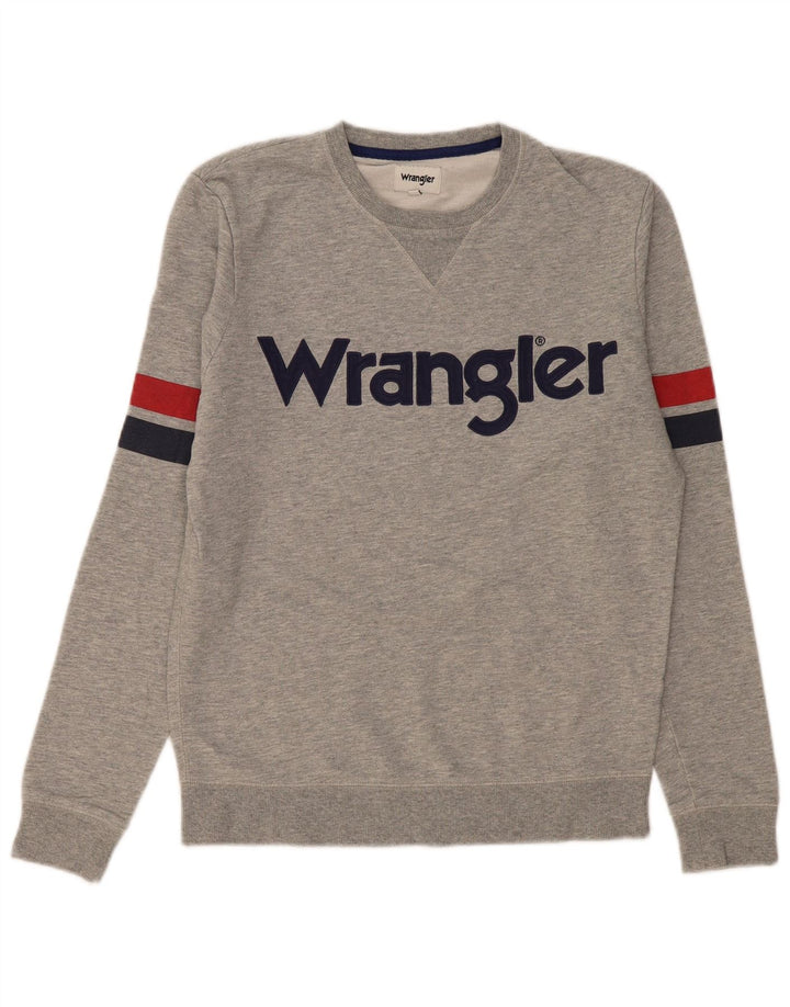 Wrangler moletom masculino gráfico jumper pequeno cinza colorblock algodão