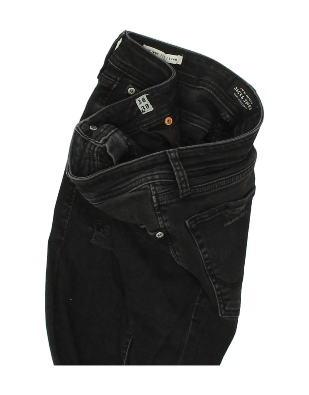 JACK & JONES Womens Liam Distressed Skinny Jeans W30 L30 Black Cotton Vintage Jack & Jones and Second-Hand Jack & Jones from Messina Hembry 