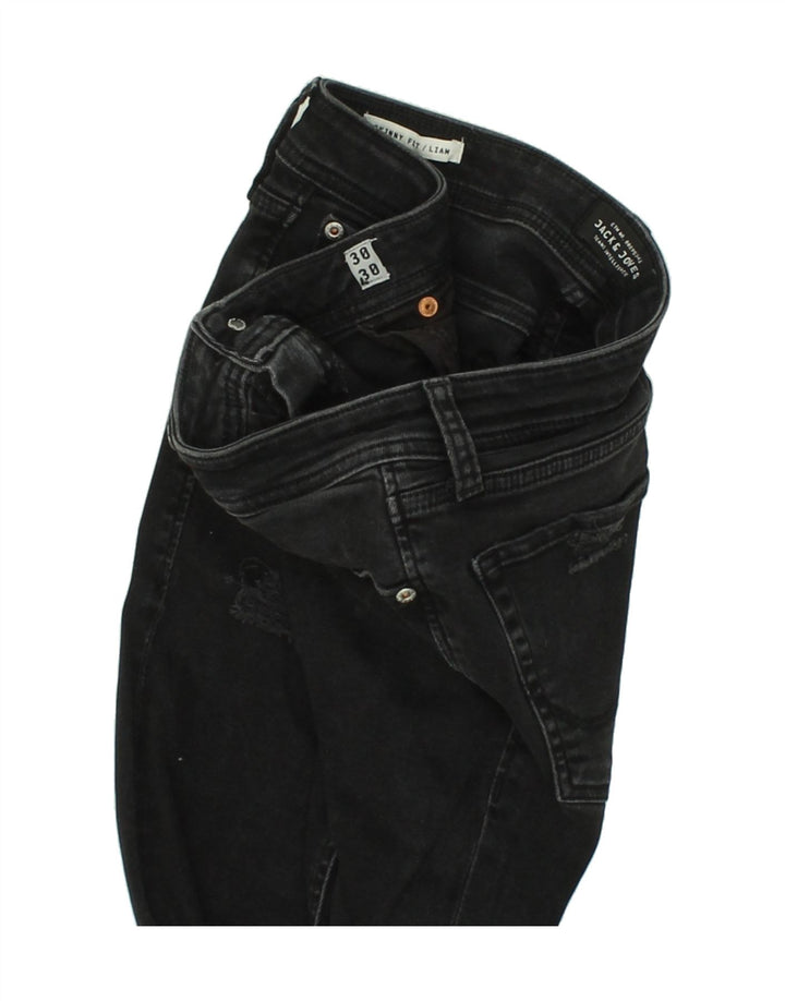 JACK & JONES Womens Liam Distressed Skinny Jeans W30 L30 Black Cotton Vintage Jack & Jones and Second-Hand Jack & Jones from Messina Hembry 