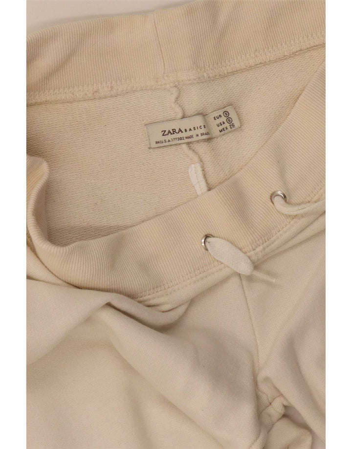 Calça de treino feminina Zara UK 8 pequena off white