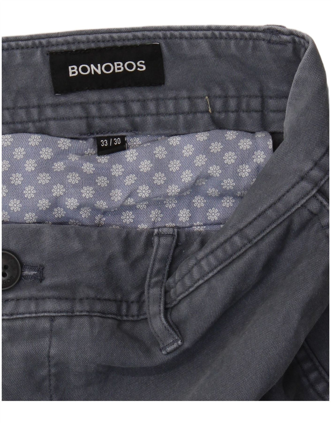 Calça Chino Masculina Slim BONOBOS W33 L30 Algodão Cinza