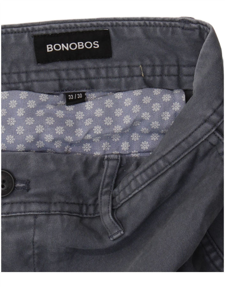 Calça Chino Masculina Slim BONOBOS W33 L30 Algodão Cinza