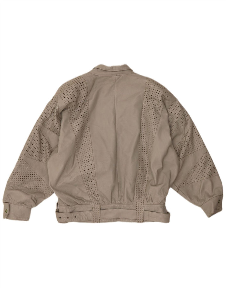 GABRIELLA BENELLI Jaqueta feminina oversized UE 36 pequena couro cinza