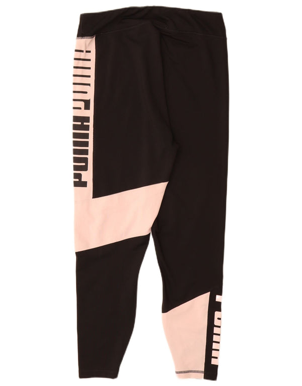 Leggings femininas PUMA Crop Graphic UK 14 grande bloco colorido preto