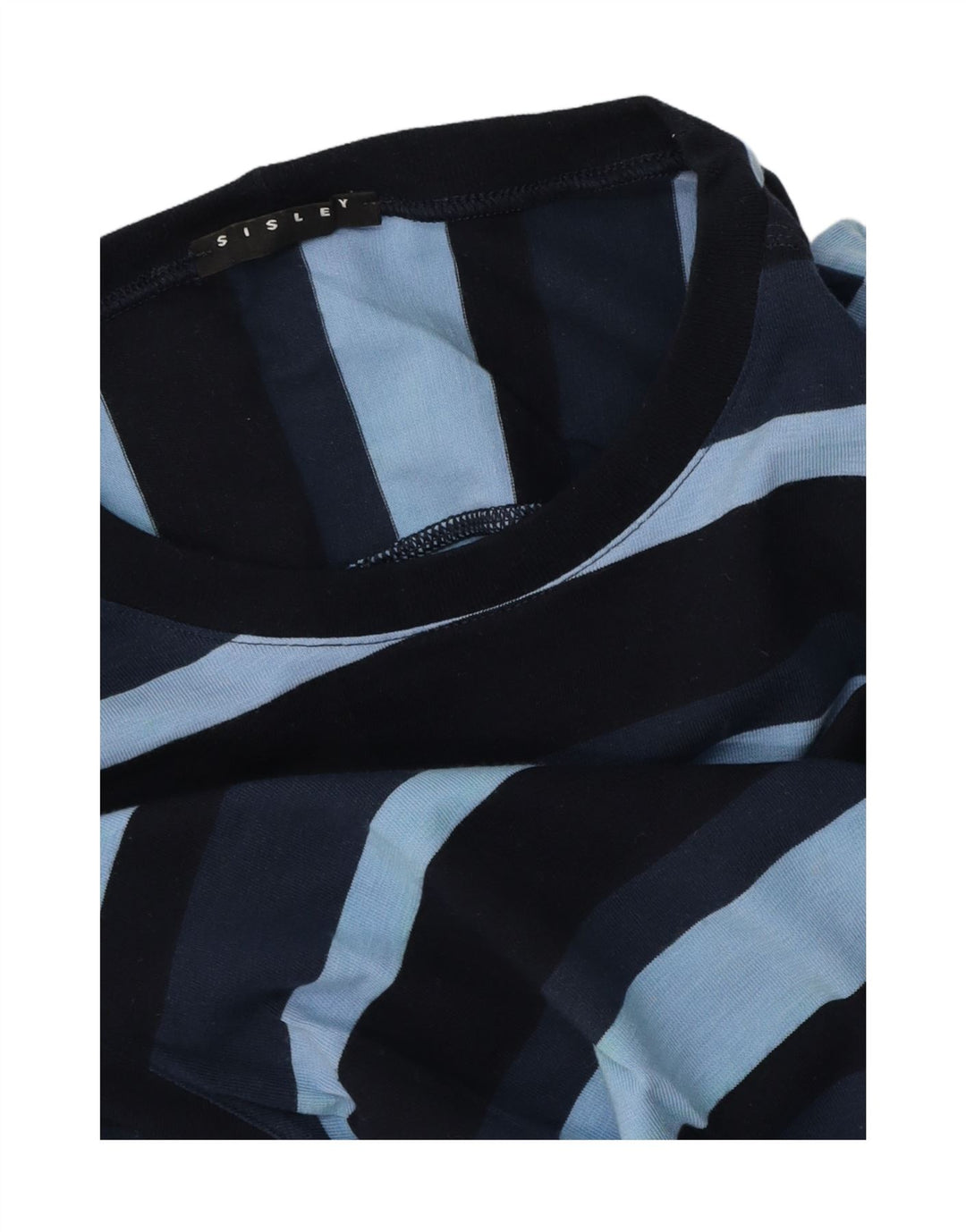 Camiseta masculina Sisley Top pequeno algodão listrado azul