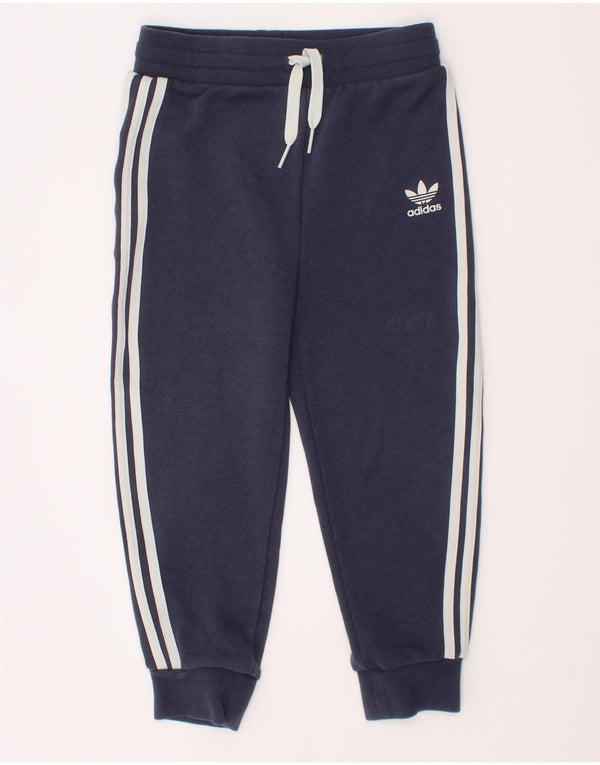 Adidas meninos calças de treino joggers 3-4 anos azul marinho algodão