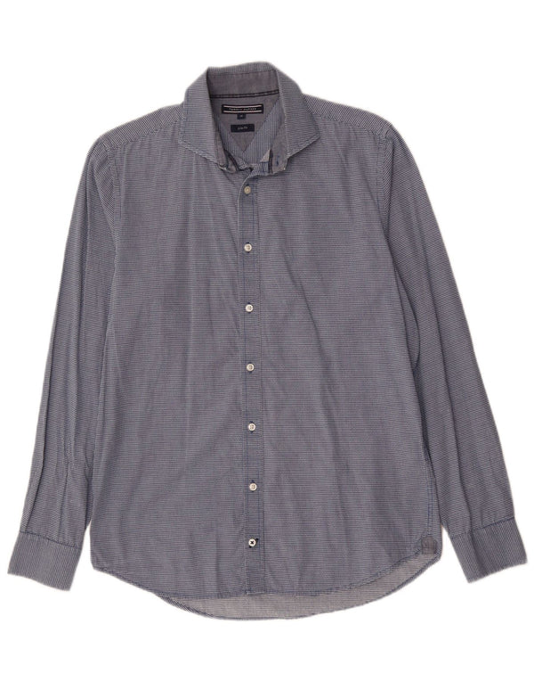 TOMMY BAHAMA Camisa masculina slim fit de algodão xadrez azul médio