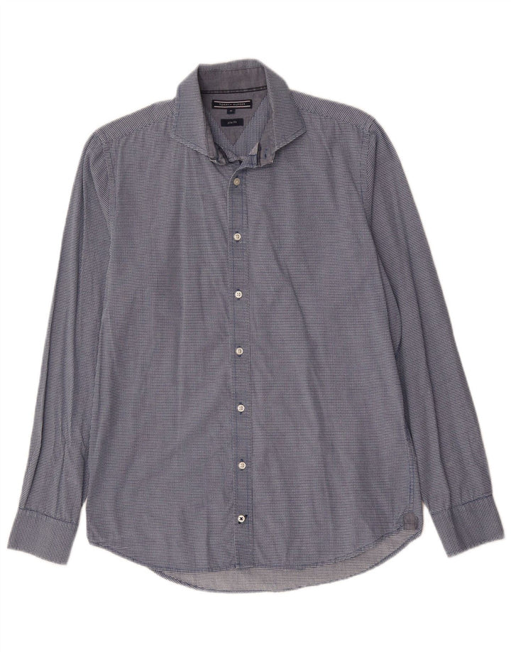 TOMMY BAHAMA Camisa masculina slim fit de algodão xadrez azul médio