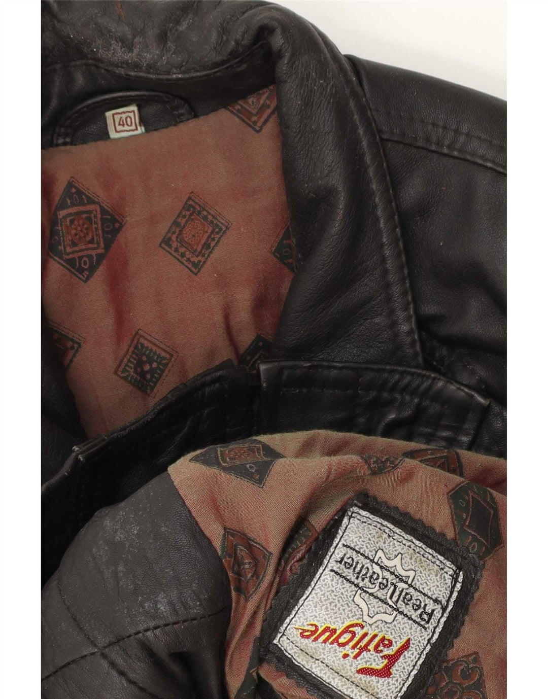 Jaqueta de couro masculina fatiga UK 40 grande preta